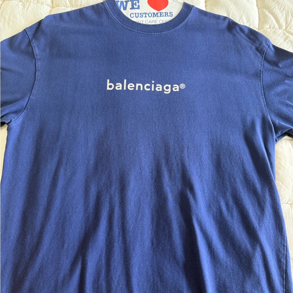 Balenciaga Navy Crewneck Tee